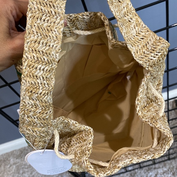 Melie Bianco raffia draw string bag - Picture 5 of 6